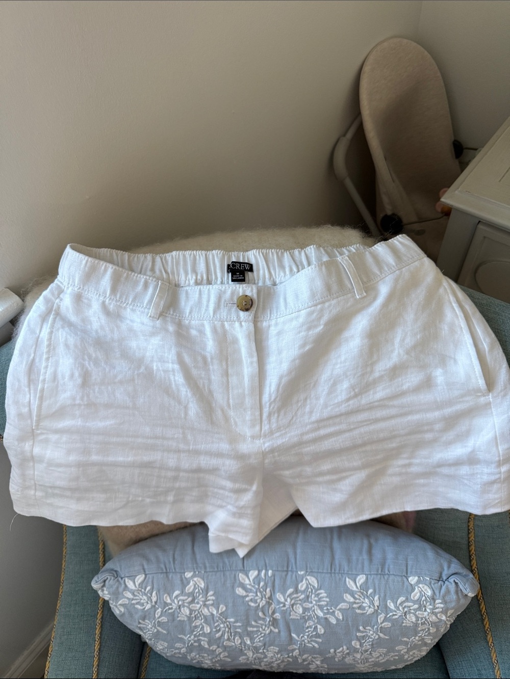 J crew white elastic waist shorts